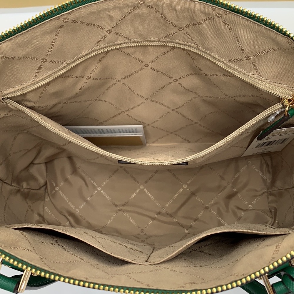 MICHAEL KORS CHARLOTTE LARGE TOP ZIP TOTE PALMETTO GREEN COLOR - Picture 6 of 16